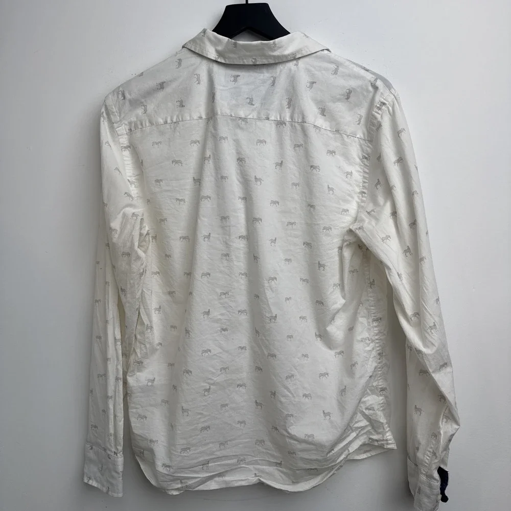 Banana Republic Untucked Fit Shirt M White Zebra Print‎ Button Up Animals Mens